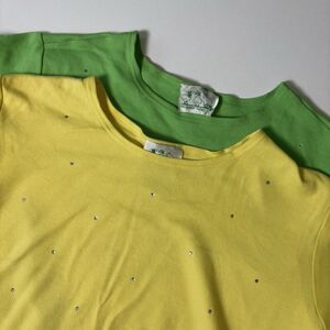 Quacker Factory Short Sleeve Tops Womens 1X Lot of 2 Rhinestone T-Shirts Casual